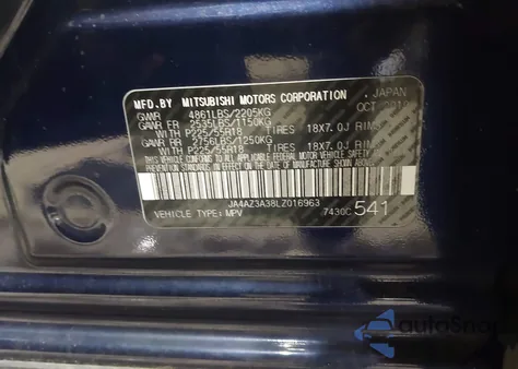 2020 Mitsubishi Outlander Es 2.4 S-Awc из США, поврежденный, VIN JA4AZ3A38LZ016963